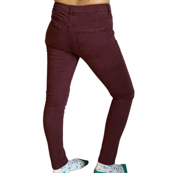 American Eagle Hi-Rise Jegging Women's Size 6 Maroon Moto Ankle Zip Red Stretch - Picture 13 of 16